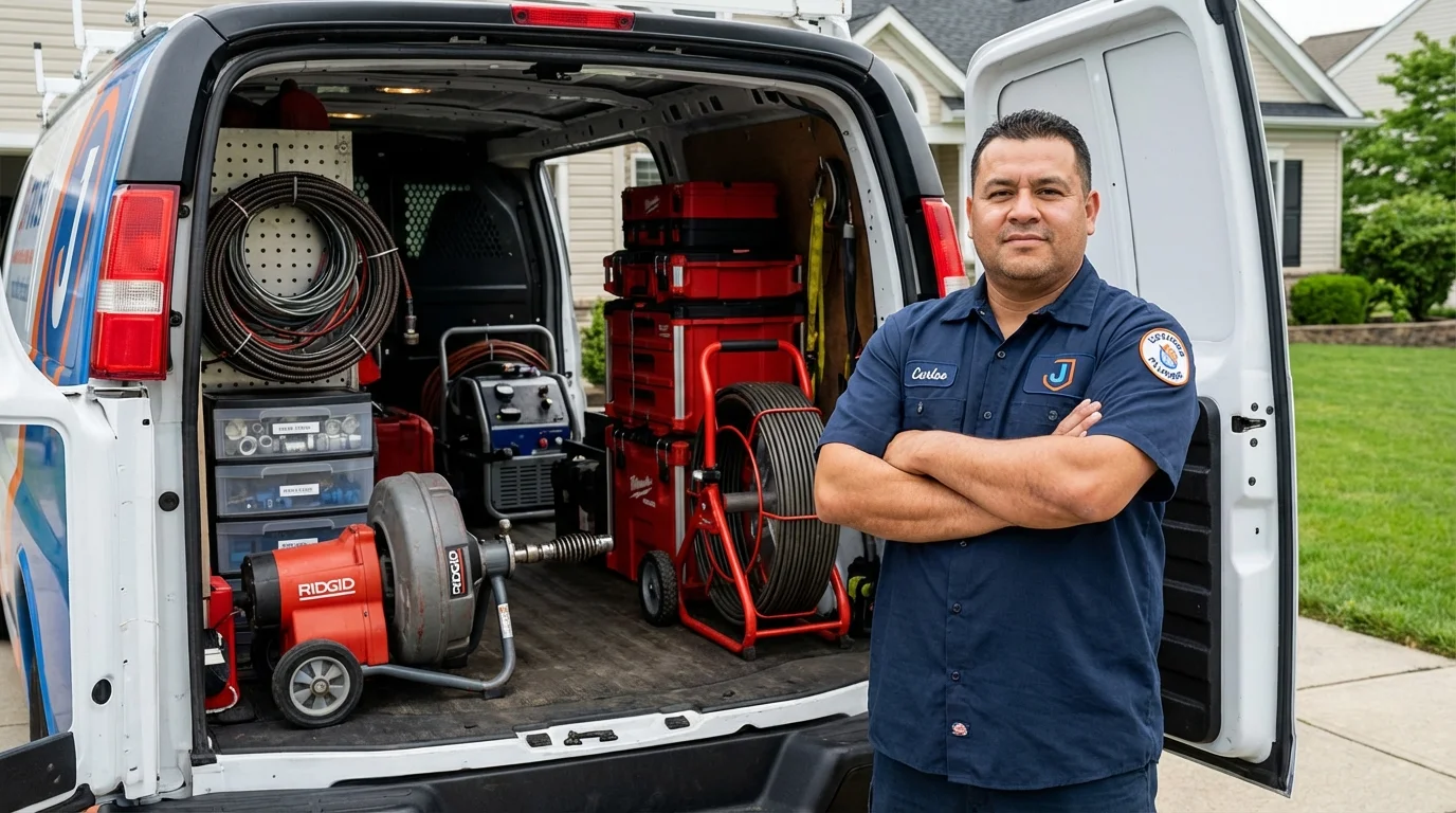 Professional drain cleaning equipment and Johns Plumbing LLC plumber in Sparkill
