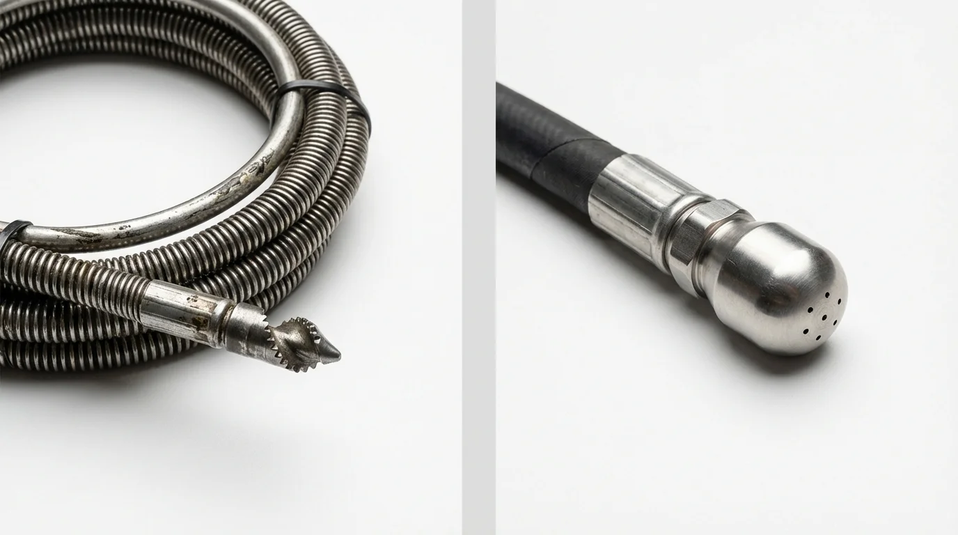 Drain snake cable and hydro jetting nozzle used for drain cleaning in Sparkill, NY