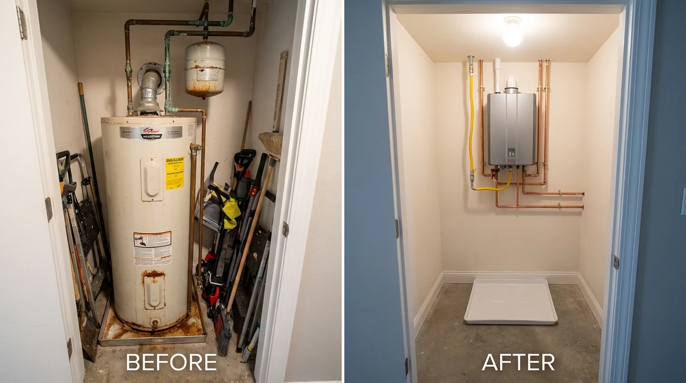 Tank water heater versus wall-mounted tankless unit comparison for Sparkill, NY homeowners