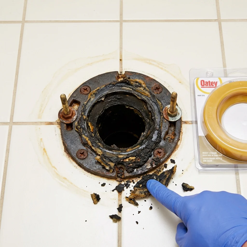 Failed wax ring showing water seepage at the base of a toilet in a Sparkill, NY home
